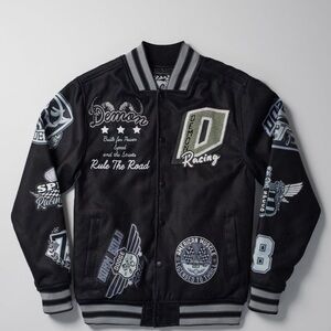 Mens Dodge demon wool varsity jacket